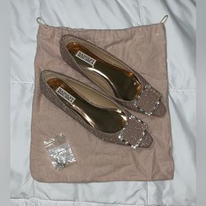 Badgley Mischka sparkly rhinestone flats with dust bag